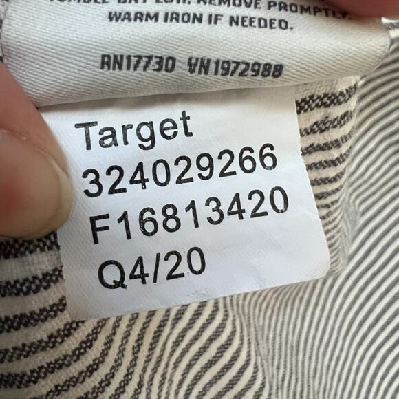 Hearth & Hand Striped Shower Curtain 67 x 67" Gray and White Tasseled Cotton - Picture 5 of 8